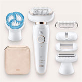 Braun Silk epil 9 Flex 9010 Wet & Dry epilator with 6 extras incl. deep body exfoliation brush.